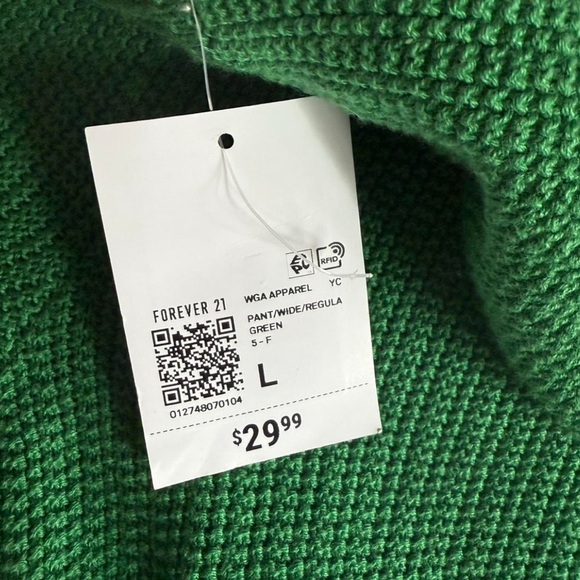 Green forever 21 knit wide leg pants size large NWT - Picture 2 of 4